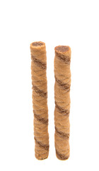 wafer rolls with chocolate isolated