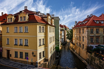 Fototapeta na wymiar Prague canal houses, cityscape, Czech Republic