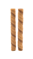 wafer rolls with chocolate isolated