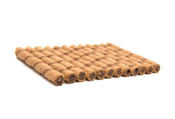 wafer rolls with chocolate isolated