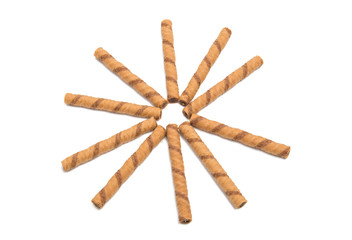 wafer rolls with chocolate isolated
