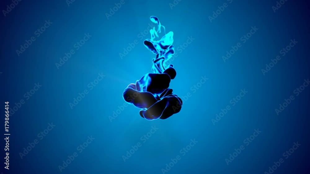 Poster 3d animation of flow of glowing ink. dark ink are dissipating and beginning to glow. use as ink back