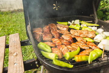 Outdoor bbq party steak grill on sunday weekend.