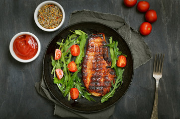 Roasted pork steak