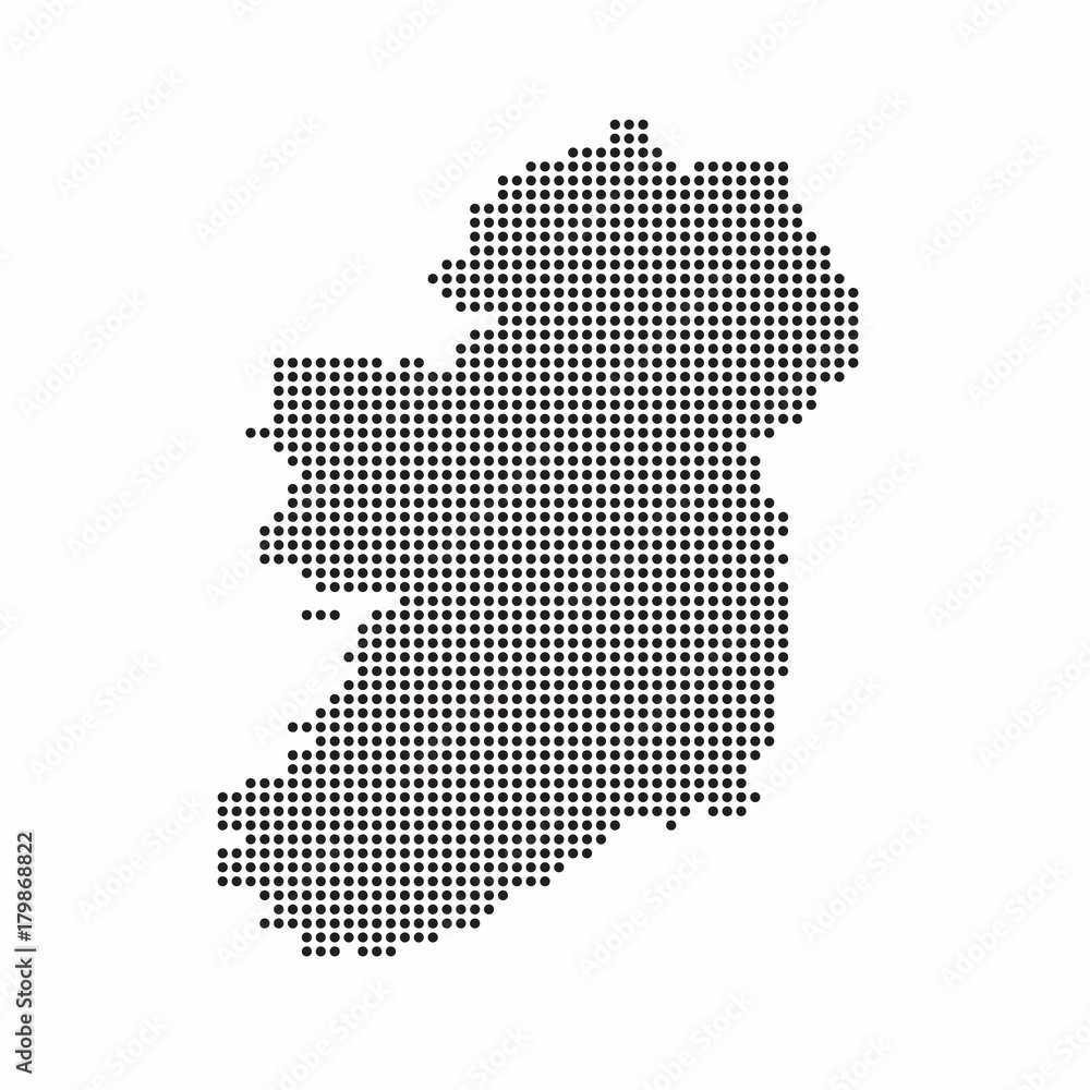 Wall mural Ireland country map made from abstract halftone dot pattern