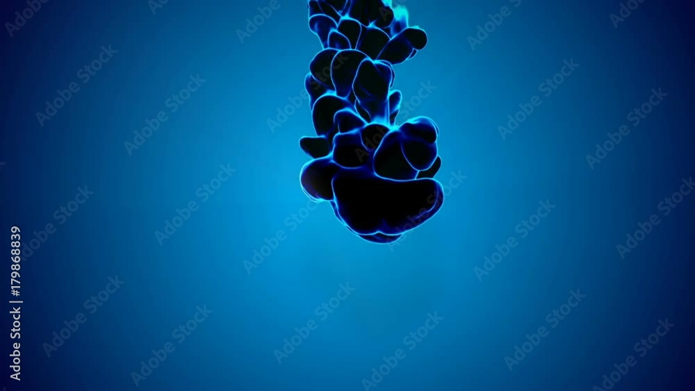 Poster 3d animation of flow of glowing ink. dark ink are dissipating and beginning to glow. use as ink back