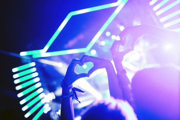Portrait of happy crowd enjoying at music festival