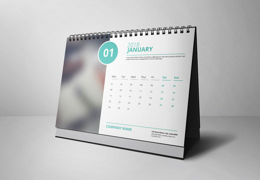2018 Desk Calendar with Aqua Accents