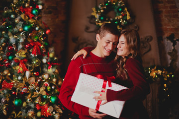 Couple celebrates new year/Christmas