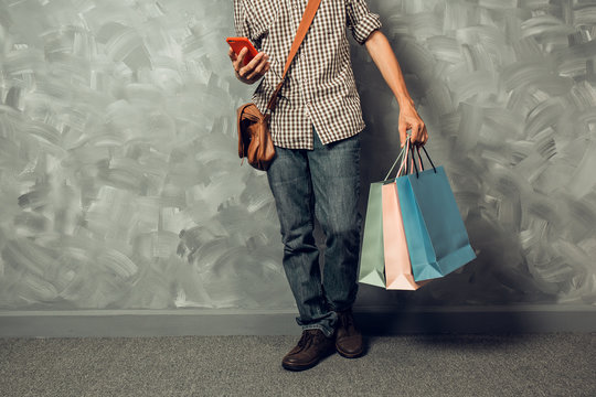 Young Asian Man Hold Shopping Bag