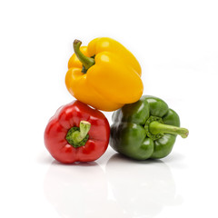 Three sweet pepper on white background.