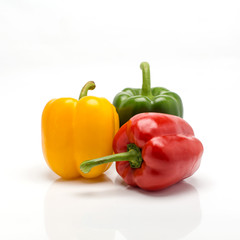 Three sweet pepper on white background.