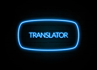 Translator  - colorful Neon Sign on brickwall