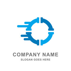 Plumbing Service Round Blue Pipe Logo Vector Icon 