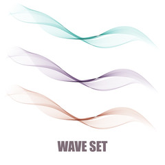 Vector set abstract wave pattern. Blue wave. Green wave.gray wave. Transparent wave set. Smoke wave.