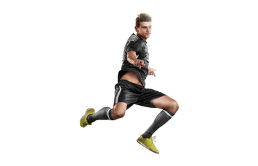 Soccer player in action on isolation