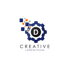 Letter D Digital Gear Logo