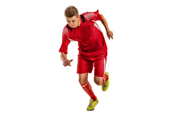 Soccer player in action on isolation