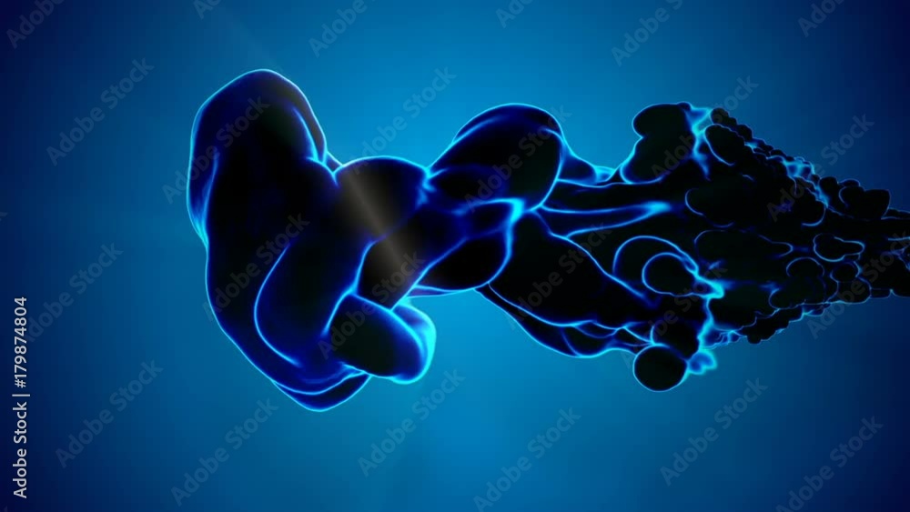 Aufkleber 3d animation of flow of glowing ink. dark ink are dissipating and beginning to glow. use as ink back