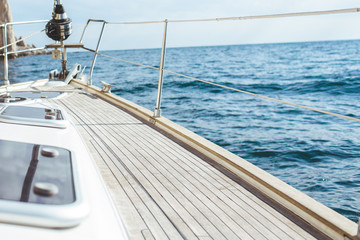 Yacht sailing in the tropical sea