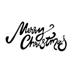 Christmas inscription black on white background. Vector image for your design