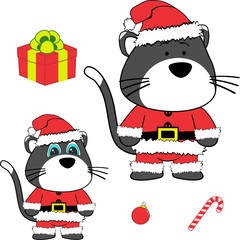 xmas baby cat cartoon santa claus costume set in vector format 
