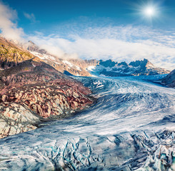 Unbelievable summer view of the Rhone glacier.