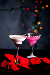 Christmas pink and white margarita cocktails. Martini Cocktails