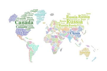 Word cloud. Countries.