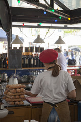 Woman preparing sandwiches
