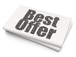 Business concept: Pixelated black text Best Offer on Blank Newspaper background, 3D rendering