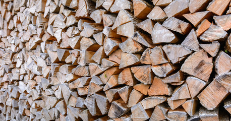 Panorama Holzstapel - Brennholz für den Winter