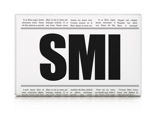Stock market indexes concept: newspaper headline SMI on White background, 3D rendering