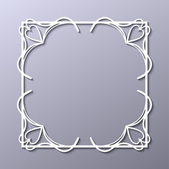 Vintage decorative white frame in 3d style . Template for design. Vector illustration eps10