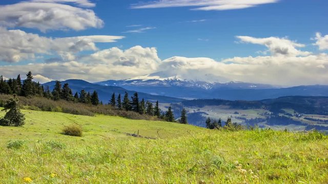 Meadow spring and storm Hood River Valley Mt. Hood Oregon Cascades