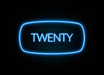 Twenty  - colorful Neon Sign on brickwall