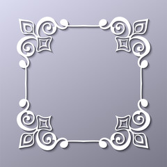 Vintage decorative white frame in 3d style . Template for design. Vector illustration eps10