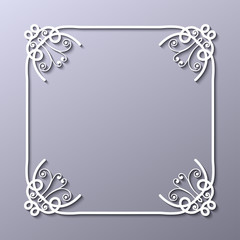 Vintage decorative white frame in 3d style . Template for design. Vector illustration eps10