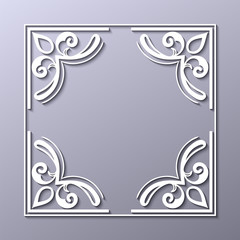 Vintage decorative white frame in 3d style . Template for design. Vector illustration eps10