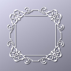 Vintage decorative white frame in 3d style . Template for design. Vector illustration eps10