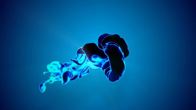 3D animation of flow of glowing ink. Dark Ink are dissipating and beginning to glow. Use as ink background or ink effects on luma matte as alpha channel. V12