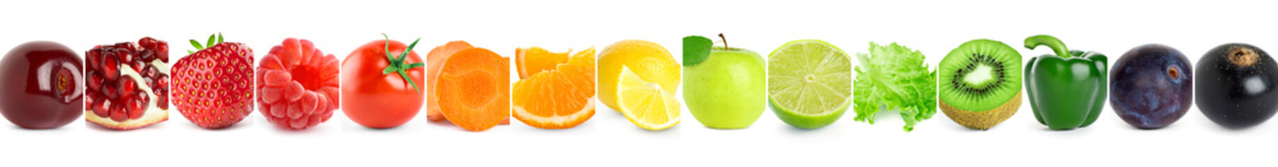 Collage of mixed fruits and vegetables