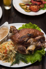 Tasty dish of Pork Shank at plate