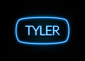 Tyler  - colorful Neon Sign on brickwall