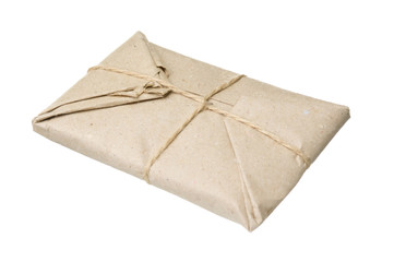 parcel wrapped with brown kraft paper