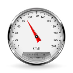 Speedometer. Round gage with chrome frame