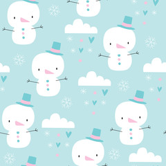 seamless snowman pattern vector illustration