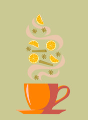 Herbata zimowa, pomarańcza, cynamon, anyż - obrazy, fototapety, plakaty