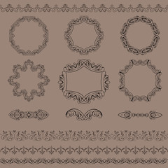 Vector set of borders, frames and decorative elements.