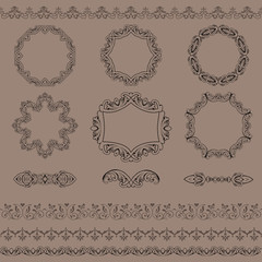 Vector set of borders, frames and decorative elements.